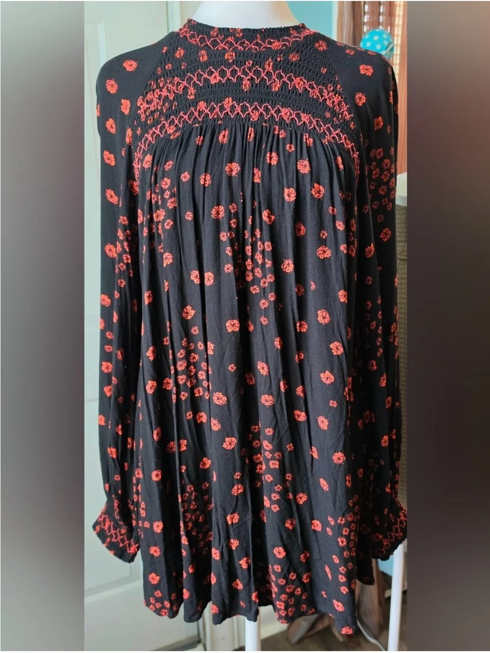 Free People Flowers In Her Hair Smock Detail Tunic Top
